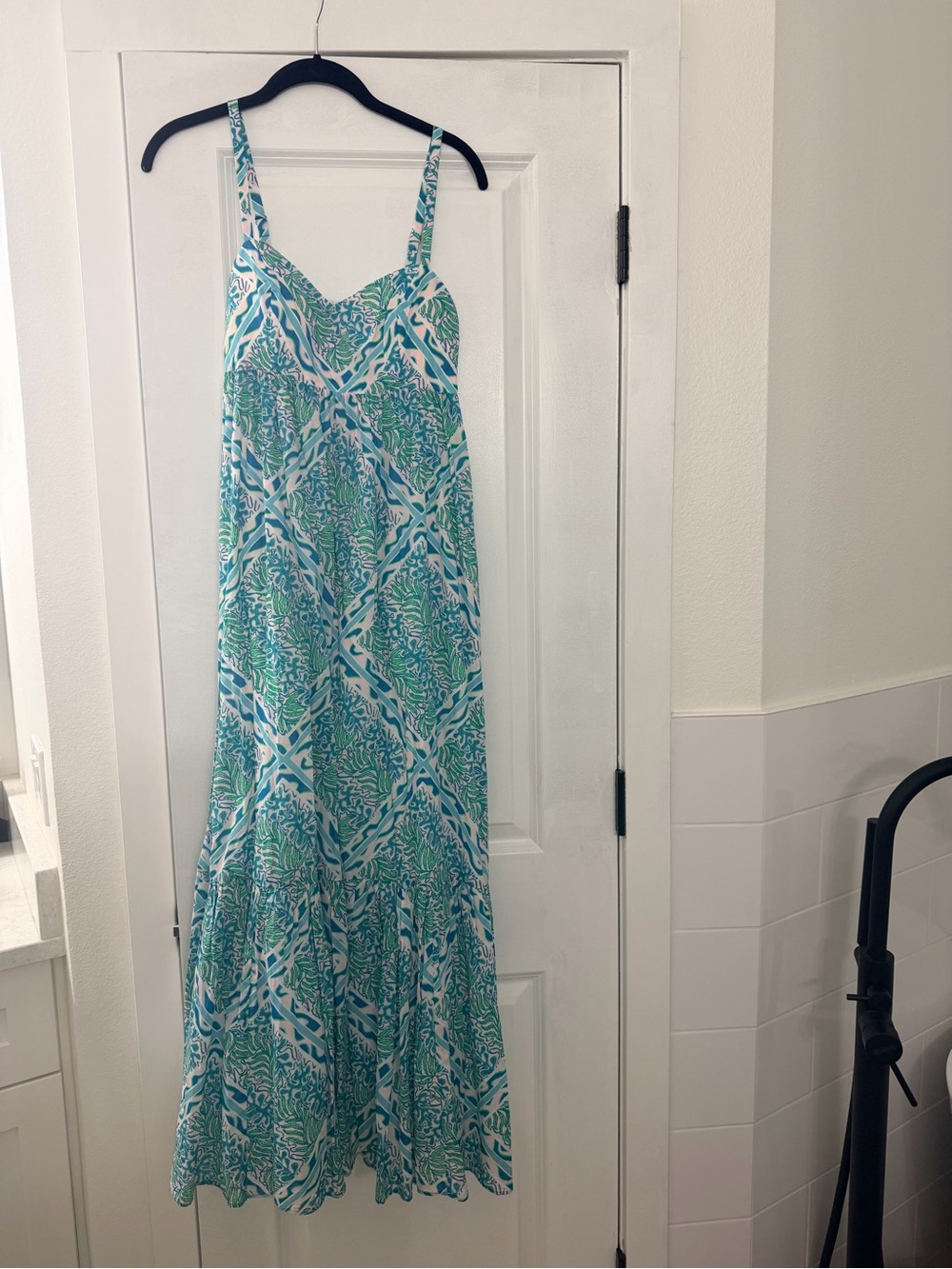 Lilly Pulitzer Teal Blue Green Printed Maxi Dress